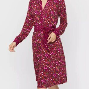 Talbots Maroon Print Fit and Flare Midi Dress Sz XL